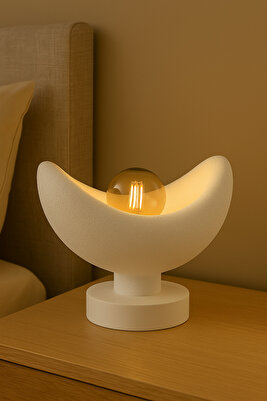 Luna Tasarım Masa Lambası Gri Bronz Detaylı Abajur Loş Amber Işık, Rustik Ampul Hediyeli 20 x 37 cm ürün fotoğrafı