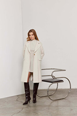 Kadın Krem Kaşe Kaban / Collection ürün fotoğrafı