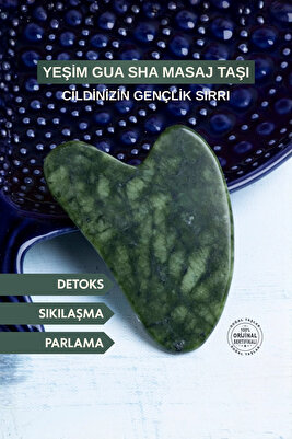 Sertifikalı Yeşim Gua Sha Masaj Taşı - Yüz ve Vücut İçin Masaj Yoga Taşı Gerçek Doğaltaş Yeşim Taşı ürün fotoğrafı