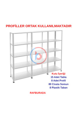5 Katlı 3'lü Bitişik 31x225x200 Cm Galvaniz Çelik Raf - Depo, Arşiv, Kiler, Dosya, Market Rafı ürün fotoğrafı