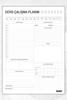 Günlük Planlayıcı - A4 Ebat - Ders Çalışma Planlayıcı - Yapılacaklar - 30 Yaprak - Daily Planner ürün fotoğrafı