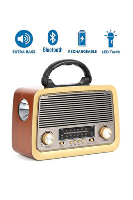 301 Eskitme Nostalji Tasarımlı Bluetoothlu Nostalji Radyo Fm-sd Kart-aux ürün fotoğrafı
