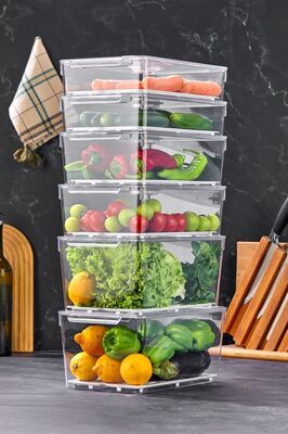 Gloss 6'lı Mix Süzgeçli Kapaklı Buzdolabı Düzenleyici,dolap Içi Düzenleyici,organizer,saklama Kabı ürün fotoğrafı