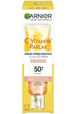 Garnier C Vitamini Parlak Günlük Güneş Koruyucu Fluid Yüz Kremi Işıltılı Doku SPF50, 40 ml 1182297 ürün fotoğrafı