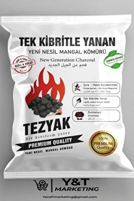 Tezyak Tek Kibritle Yanan Yeni Nesil Mangal Kömürü Tezyak Duman Is Kokuya Son Çevre Dostu 2 Kg ürün fotoğrafı