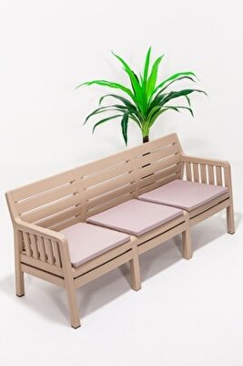 Lara Minderli 3'lü Koltuk Balkon&amp;teras Bahçe Koltuk / Cappucino ürün fotoğrafı