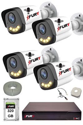 4 Lü Sesli Güvenlik Kamerası 5590S 5 Mp Lens Gece Renkli Full Hd Kamera Sistemi 320GB ürün fotoğrafı