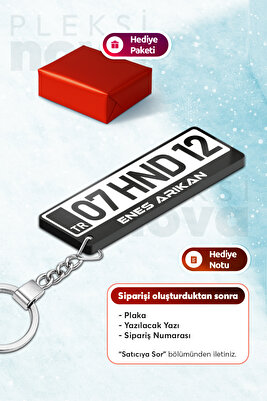 Kişiye Özel Pleksi Beyaz Plaka Plakalı Anahtarlık Araba Hediyesi Araba Süsü - Çift Taraflı ürün fotoğrafı