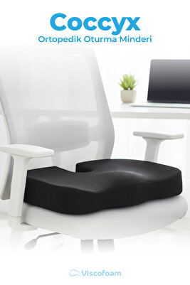 Ortopedik Oturma Minderi Hemeroid Kuyruk Sokumu Coccyx Oturma Minderi Visco Minder Siyah ürün fotoğrafı