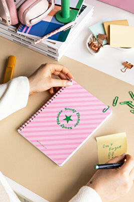 A5 Spiralli Ders Çalışma Planlayıcısı - Study Planner - Sınava Hazırlık AYT-TYT-KPSS-ALES-YDS Pembe ürün fotoğrafı