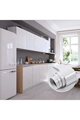 Parlak Beyaz 50x100 Yapışkanlı Folyo Mutfak Dolap Ve Mobilya Kaplama Folyosu ürün fotoğrafı