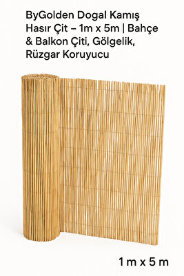 Doğal Kamış Hasır Çit – 1m x 5m | Bahçe Çiti & Balkon Çiti, Gölgelik, Rüzgar Koruyucu ürün fotoğrafı