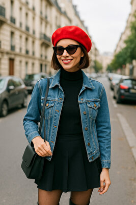 Fransız Ressam Avusturalya Yünü Keçe Bere Kırmızı ürün fotoğrafı