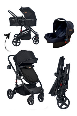 Truva 1713 Travel Sistem Bebek Arabası Full Black / Yeni Kasa ürün fotoğrafı