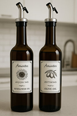 Amber 2'li 750 ml Zeytinyağı Sıvıyağ Şişesi Yağdanlık Yağlık 750 Stand Yoktur ürün fotoğrafı