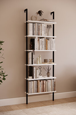 Dekoratif Tasarım 6 Katlı Beyaz Duvara Monte Kitaplık Ev Rafı Beyaz 713 ürün fotoğrafı