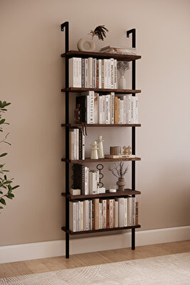 Dekoratif Tasarım 6 Katlı Duvara Monte Kitaplık, Ev Rafı , Ceviz Raf 712 ürün fotoğrafı