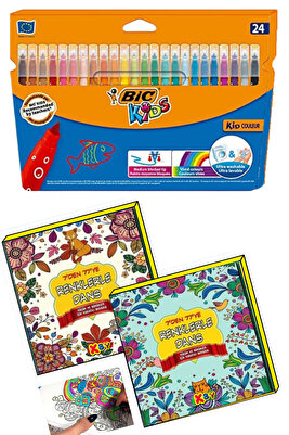 Mandala Büyükler Için Boyama Seti - 2 Kitap Ve 24 Keçeli Kalem KBY. ürün fotoğrafı