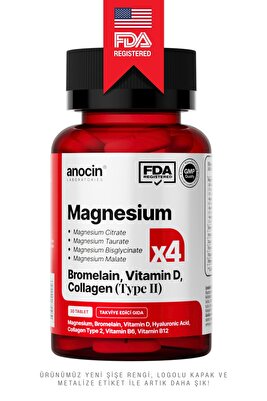 MAGNEZYUM X4 COMPLEX CİTRATE, TAURATE, BİSGLYCİNATE, MALATE ürün fotoğrafı