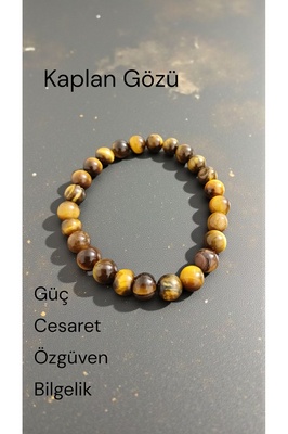 Doğal Taş Kaplangözü Bileklik Kadın Erkek Bileklik 8mm Bilgelik Ve Özgüven Bilekliği ürün fotoğrafı