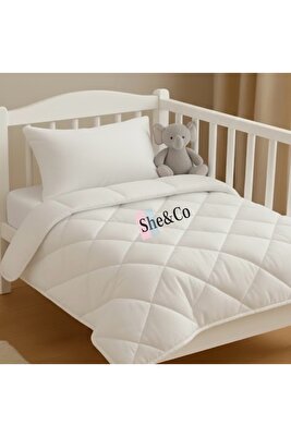 Bebek Uyku Seti: Yorgan (100x145) + Yastık (35x45) - Pamuklu Dış Yüzey Beyaz ürün fotoğrafı