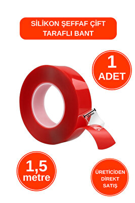 Çift Taraflı Silikon Bant 18 Mm 1,5 Mt Şeffaf Su Geçirmez Süper Güçlü ürün fotoğrafı