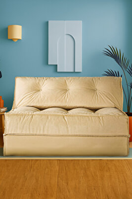 Mocca Çift Kişilik Katlanır Yatak Uzanma Koltuğu - Bej ürün fotoğrafı