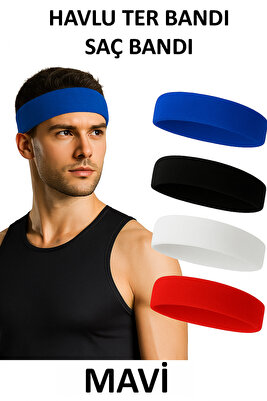 Havlu Ter Bandı Kafa Bandı Headband Tenis Saç Bandı Futbol Saç Bandı Basketbol Bandı Sporcu ürün fotoğrafı