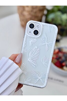 Iphone 14 Plus Ve 15 Plus Uyumlu Şeffaf Kelebek Baskı Desenli Silikon Kılıf ürün fotoğrafı