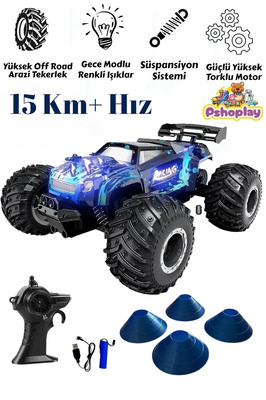 Şarjlı 2.4g Rc Off-road Araba | 1:18 Ölçek, Yüksek Hız, Dayanıklı Gövde, Full Fonksiyon Mavi ürün fotoğrafı