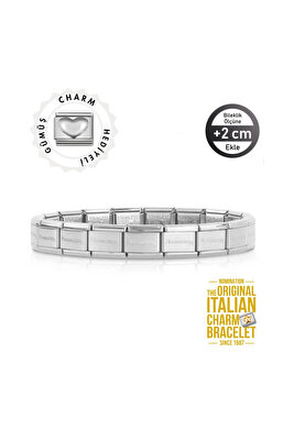 Orijinal İtalyan Charm Bileklik Kişiselleştirilebilir Çelik -Gümüş Kalp Charm Hediyeli Made in Italy ürün fotoğrafı