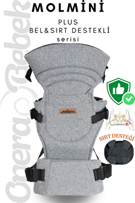Plus Bel & Sırt Destekli Ergonomik Kanguru Çok Yönlü Ayarlanabilir GRİ ürün fotoğrafı