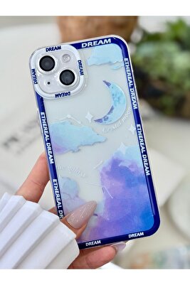 Iphone 13 Ve 14 Uyumlu Cyrstal Moon Şeffaf Baskı Desenli Silikon Kılıf ürün fotoğrafı