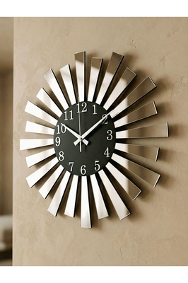 Siyah Gümüş Aynalı Pleksi Piyano Model Sayılı Ev Yılbaşı Hediyelik Duvar Saati ürün fotoğrafı