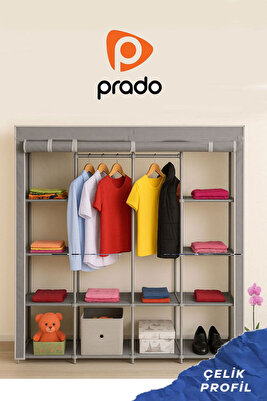 Tokyo Çok Raflı Çelik Profilli Bez Dolap ürün fotoğrafı