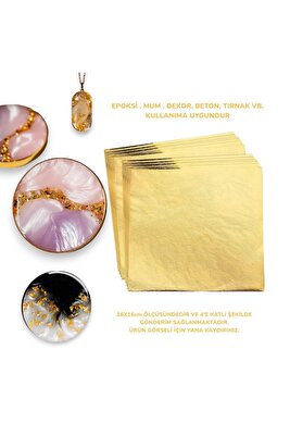 Epoksi Reçine Altın Yaprak Varak , Altın Varak (5 Sayfa ) Altın Folyo Varak , Epoksi Kalıp ürün fotoğrafı