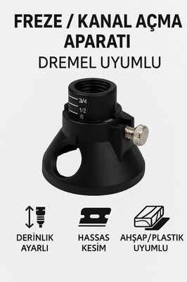 Dremel Uyumlu Freze – Kanal Açma Aparatı | Derinlik Ayarlı Gravür Kesme Kılavuzu ürün fotoğrafı