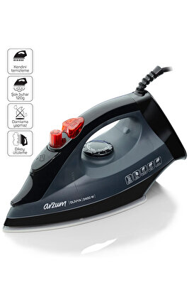 AR684 Olivya Seramik Tabanlı Buharlı Ütü 2400W Şok Buhar, Dikey Buhar, Damlama Önleme ürün fotoğrafı