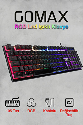 K2 Rgb Rainbow Led Işıklı Mekanik Oyuncu Klavyesi Gaming Klavye ürün fotoğrafı