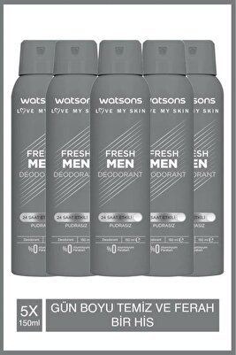 Fresh Men Pudrasız Deodorant Sprey 5x150ml ürün fotoğrafı