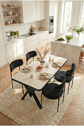 Alvin Teddy Sandalye 80x120 Yemek Masası Mutfak Masası 4 Kişilik Masa Sandalye Takımı ürün fotoğrafı