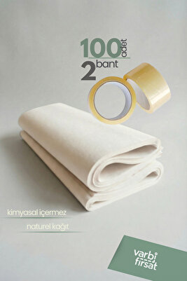 100 Adet 40x60 Tabak - Bardak Sarma Taşıma Taşınma Paketleme Kağıdı Hediye Paketi 2 Adet Koli Bandı ürün fotoğrafı