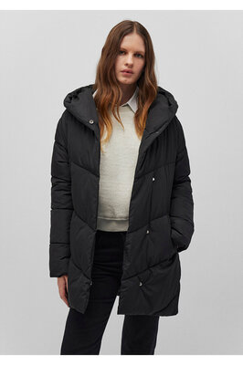 Kapüşonlu Siyah Şişme Mont 1110045-900 ürün fotoğrafı