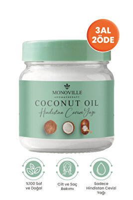 Hindistan Cevizi Yağı 200 ml Soğuk Sıkım %100 Saf ve Doğal (Coconut Oil) ürün fotoğrafı