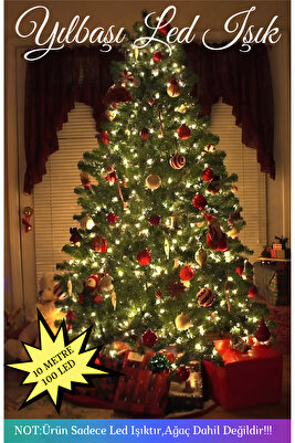Günışığı Yılbaşı Çam Ağacı Işığı 10 Mt Fişli Kablolu Sarı Lambaları 100 Ampul Sarı Işık ürün fotoğrafı