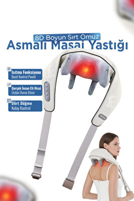 Şarjlı 2024 Yeni Nesil 8d Boyun Sırt Omuz Yoğurma Asmalı Masaj Yastığı Akupunktur Masajı ürün fotoğrafı