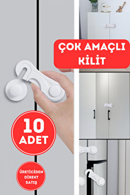 10 Adet Güvenlik Kapak Kilidi,Çok Amaçlı Çekmece Dolap Beyaz Eşya Güvenlik Kilidi ürün fotoğrafı