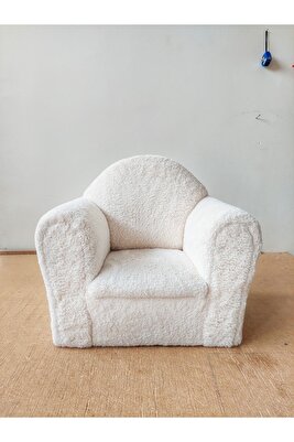 Teddy Bear Krem Rengi ahşap Çocuk Koltuğu Sandalye Berjer Desenli Koltuk ürün fotoğrafı