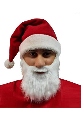 Noel Baba Şapka Sakal Seti Polar Yetişkin ürün fotoğrafı