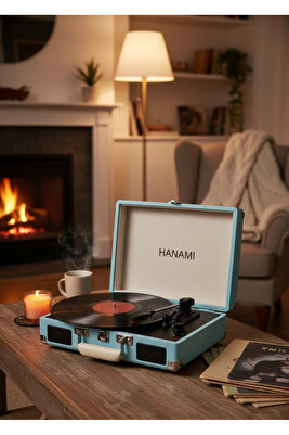 HANAMI Blue hem bluetooth'lu hem sarjlı tüm plakları çalabilen pikap ürün fotoğrafı